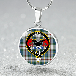 Scottish MacLeod of California Ancient Clan Tartan Circle Necklace - Crest Classic Scottish Plaid Tartan Plaid