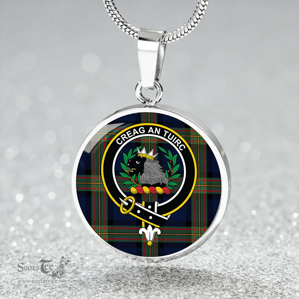Scottish MacLaren of Broich Modern Clan Tartan Circle Necklace - Crest Classic Scottish Plaid Tartan Plaid