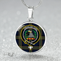 Scottish MacLaren of Broich Modern Clan Tartan Circle Necklace - Crest Classic Scottish Plaid Tartan Plaid