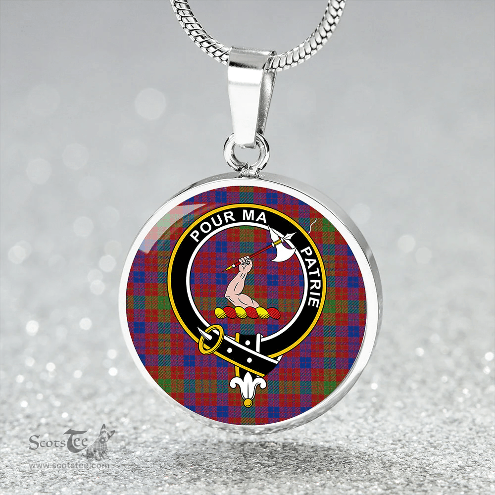 Scottish MacTier Modern Clan Tartan Circle Necklace - Crest Classic Scottish Plaid Tartan Plaid