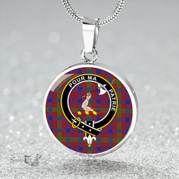 Scottish MacTier Modern Clan Tartan Circle Necklace - Crest Classic Scottish Plaid Tartan Plaid