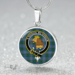 Scottish MacCainsh Ancient Clan Tartan Circle Necklace - Crest Classic Scottish Plaid Tartan Plaid