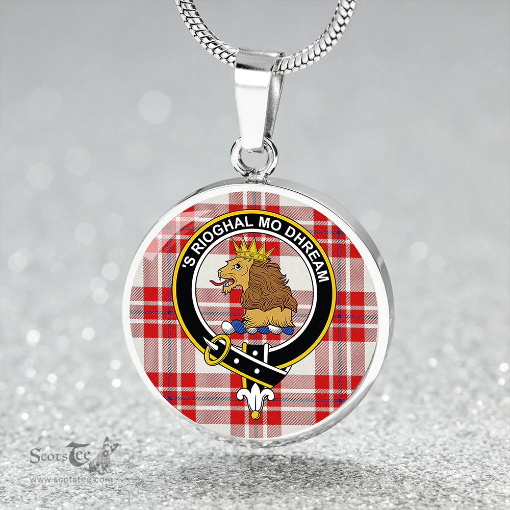 Scottish MacGregor Dress (Gregor Dress) Clan Tartan Circle Necklace - Crest Classic Scottish Plaid Tartan Plaid