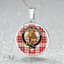 Scottish MacGregor Dress (Gregor Dress) Clan Tartan Circle Necklace - Crest Classic Scottish Plaid Tartan Plaid