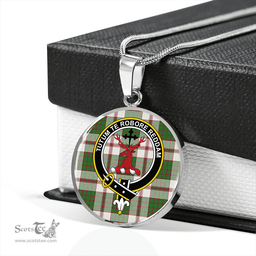 Scottish Crawford Arisaid Dance Clan Tartan Circle Necklace - Crest Classic Scottish Plaid Tartan Plaid