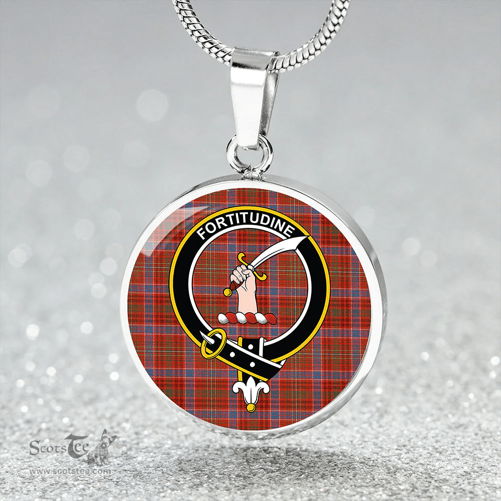 Scottish MacRae The Prince's Own #2 Ancient Clan Tartan Circle Necklace - Crest Classic Scottish Plaid Tartan Plaid