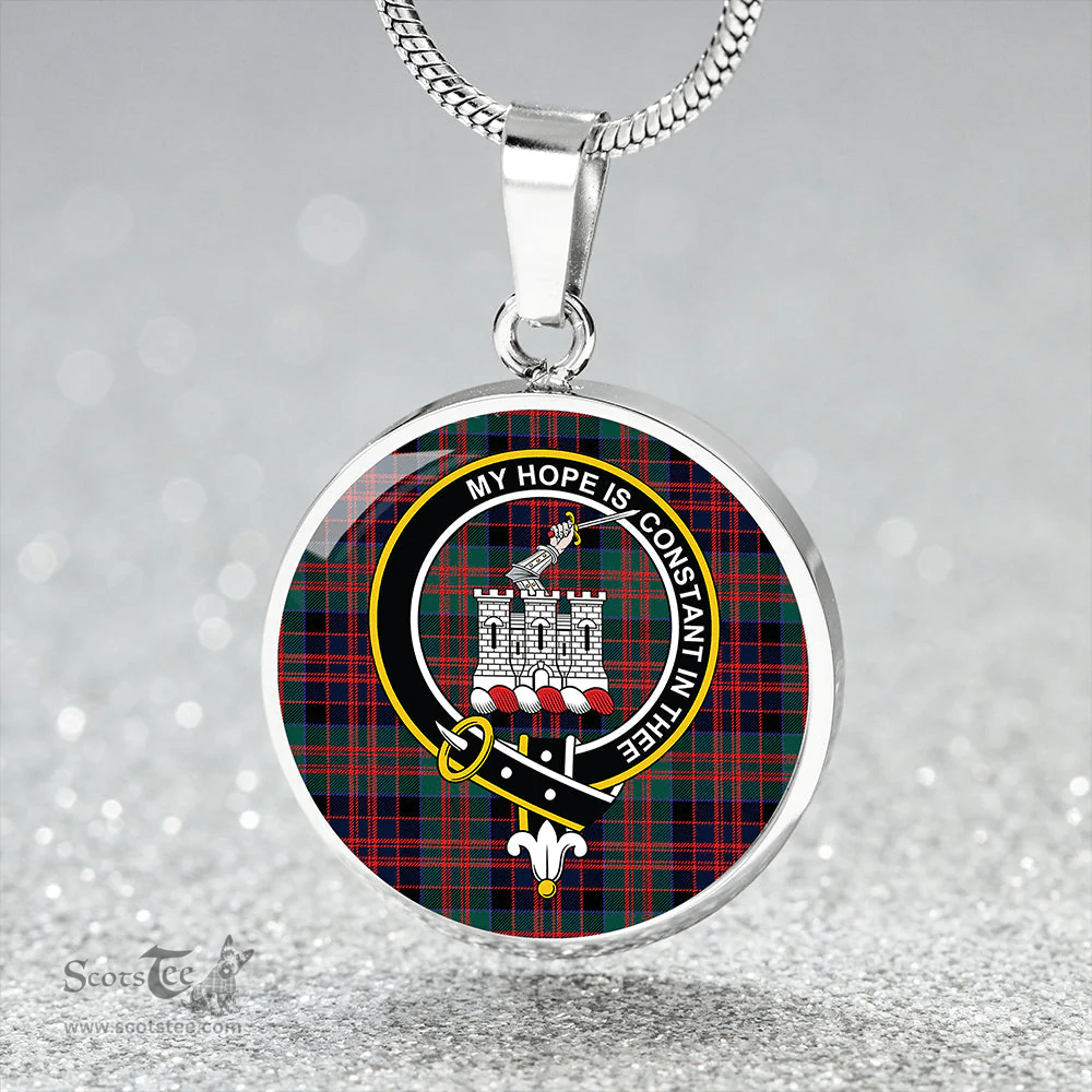 Scottish MacDonald of Clanranald #3 (Donald of Clanranald; #3) Modern Clan Tartan Circle Necklace - Crest Classic Scottish Plaid Tartan Plaid