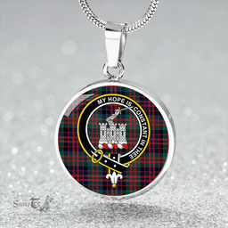 Scottish MacDonald of Clanranald #3 (Donald of Clanranald; #3) Modern Clan Tartan Circle Necklace - Crest Classic Scottish Plaid Tartan Plaid