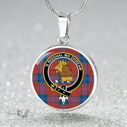 Scottish MacEdward (MacGregor Hastie) Ancient Clan Tartan Circle Necklace - Crest Classic Scottish Plaid Tartan Plaid