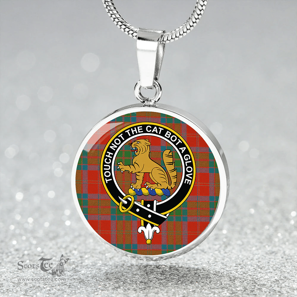 Scottish MacPherson of Cluny Ancient Clan Tartan Circle Necklace - Crest Classic Scottish Plaid Tartan Plaid