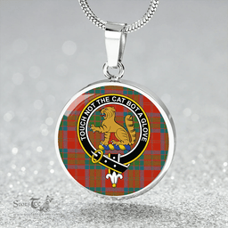 Scottish MacPherson of Cluny Ancient Clan Tartan Circle Necklace - Crest Classic Scottish Plaid Tartan Plaid