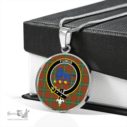 Scottish Bruce Hunting Ancient Clan Tartan Circle Necklace - Crest Classic Scottish Plaid Tartan Plaid