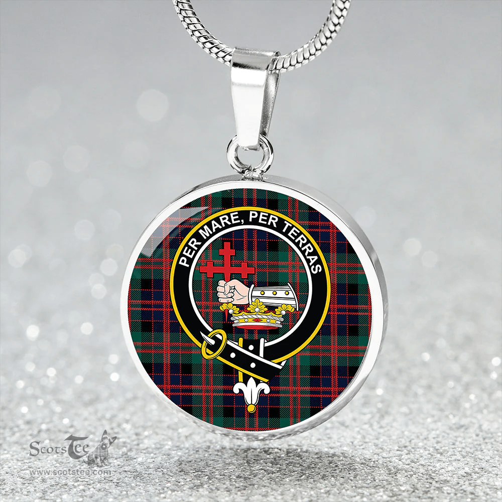 Scottish MacDonald (Donald) Modern Clan Tartan Circle Necklace - Crest Classic Scottish Plaid Tartan Plaid