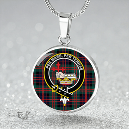 Scottish MacDonald (Donald) Modern Clan Tartan Circle Necklace - Crest Classic Scottish Plaid Tartan Plaid