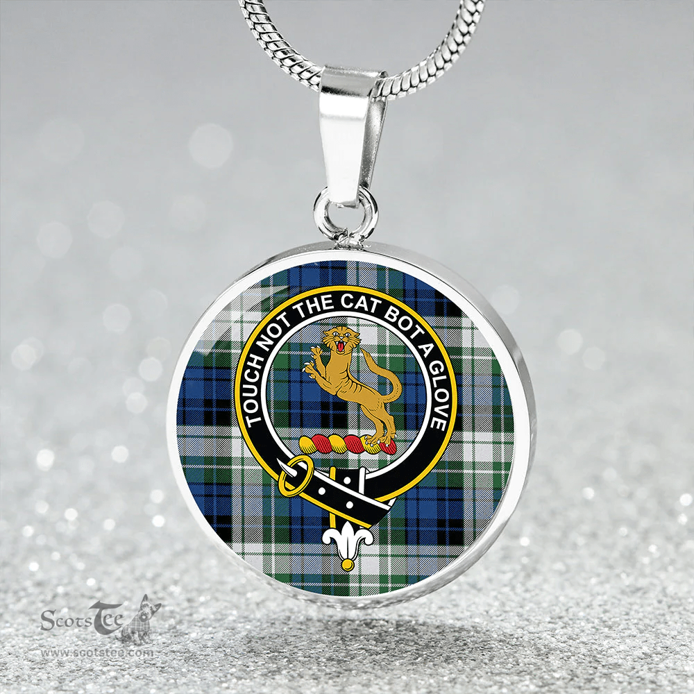 Scottish MacGlashan Original Colours Modern Clan Tartan Circle Necklace - Crest Classic Scottish Plaid Tartan Plaid