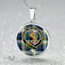 Scottish MacGlashan Original Colours Modern Clan Tartan Circle Necklace - Crest Classic Scottish Plaid Tartan Plaid