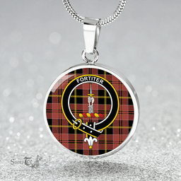 Scottish MacAlister of Skye Ancient Clan Tartan Circle Necklace - Crest Classic Scottish Plaid Tartan Plaid