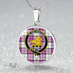 Scottish MacKellar Dress Cerise Clan Tartan Circle Necklace - Crest Classic Scottish Plaid Tartan Plaid