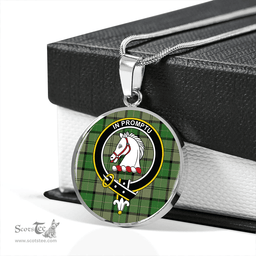 Scottish Dunbar Hunting Ancient Clan Tartan Circle Necklace - Crest Classic Scottish Plaid Tartan Plaid