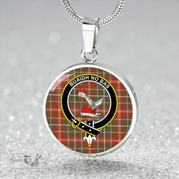 Scottish MacDougall #2 Ancient Clan Tartan Circle Necklace - Crest Classic Scottish Plaid Tartan Plaid