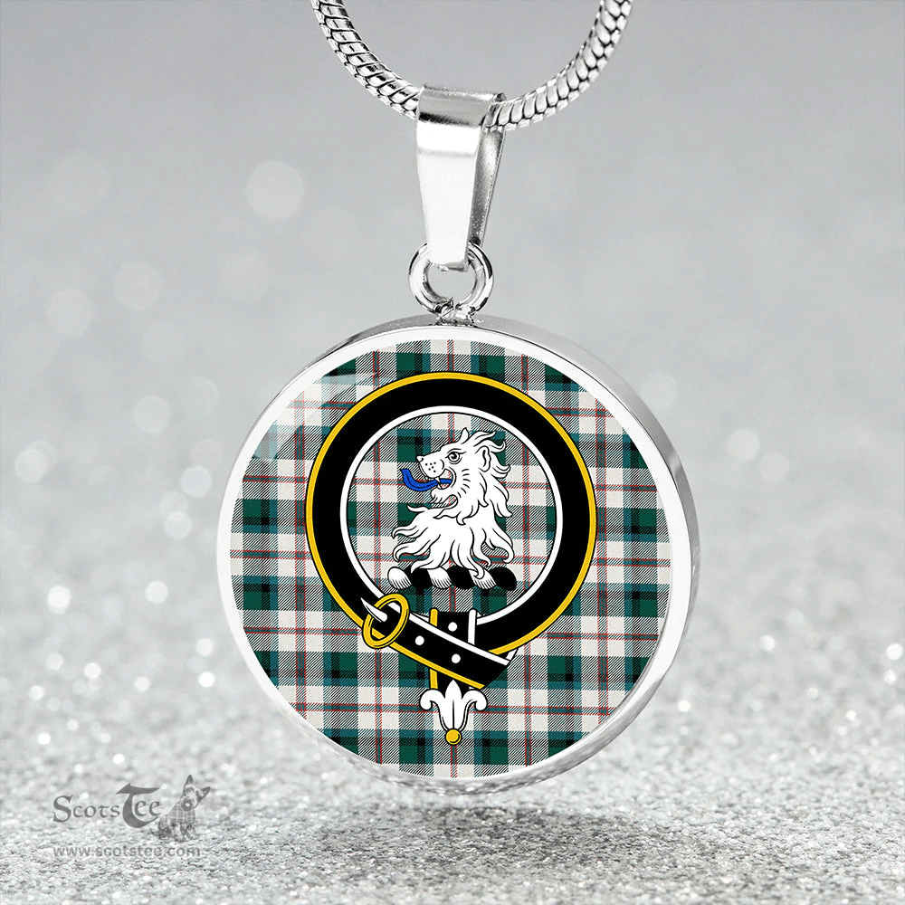 Scottish MacNaughton Dress #2 Modern Clan Tartan Circle Necklace - Crest Classic Scottish Plaid Tartan Plaid