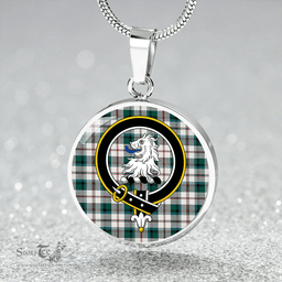Scottish MacNaughton Dress #2 Modern Clan Tartan Circle Necklace - Crest Classic Scottish Plaid Tartan Plaid
