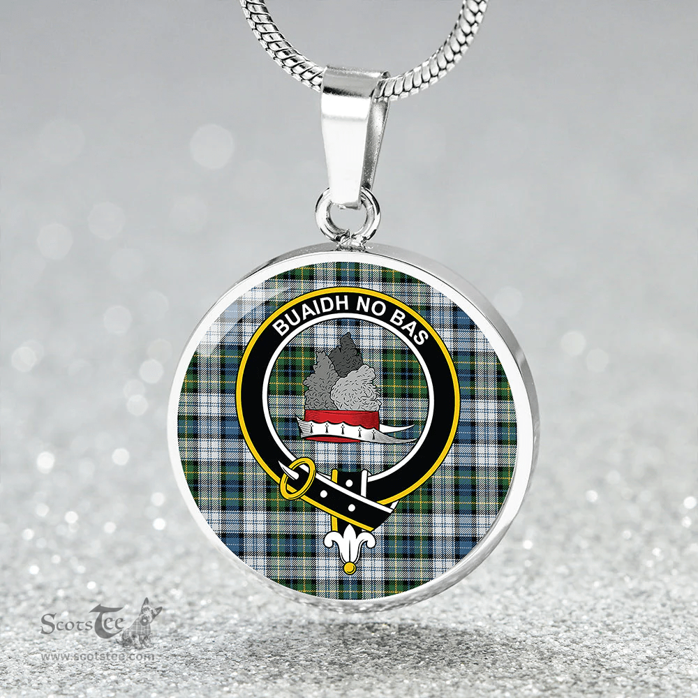 Scottish MacNeil of Barra (MacNeil/MacNeill) Paton Dress Ancient Clan Tartan Circle Necklace - Crest Classic Scottish Plaid Tartan Plaid