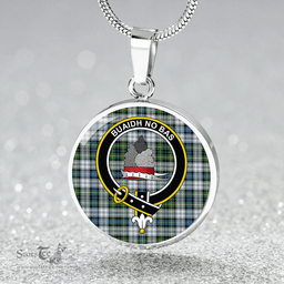 Scottish MacNeil of Barra (MacNeil/MacNeill) Paton Dress Ancient Clan Tartan Circle Necklace - Crest Classic Scottish Plaid Tartan Plaid