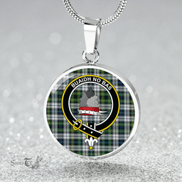 Scottish MacNeil of Barra (MacNeil/MacNeill) Paton Dress Modern Clan Tartan Circle Necklace - Crest Classic Scottish Plaid Tartan Plaid