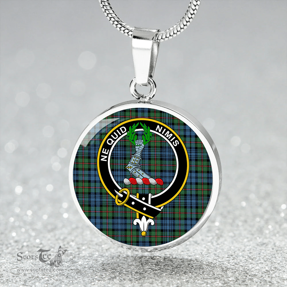 Scottish MacKinlay #2 Ancient Clan Tartan Circle Necklace - Crest Classic Scottish Plaid Tartan Plaid
