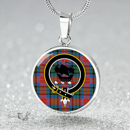 Scottish MacInroy Rattray Ancient Clan Tartan Circle Necklace - Crest Classic Scottish Plaid Tartan Plaid