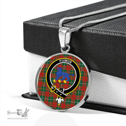 Scottish Bruce Hunting Modern Clan Tartan Circle Necklace - Crest Classic Scottish Plaid Tartan Plaid