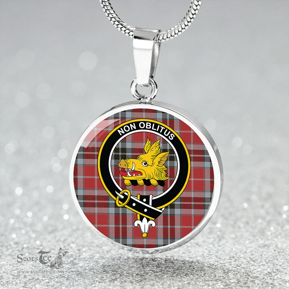 Scottish MacTavish Ancient Clan Tartan Circle Necklace - Crest Classic Scottish Plaid Tartan Plaid