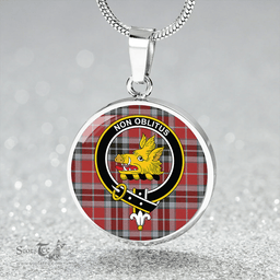Scottish MacTavish Ancient Clan Tartan Circle Necklace - Crest Classic Scottish Plaid Tartan Plaid
