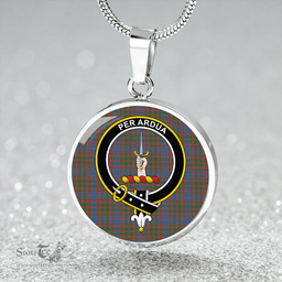 Scottish MacIntyre of Littleport Ancient Clan Tartan Circle Necklace - Crest Classic Scottish Plaid Tartan Plaid