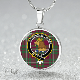 Scottish MacGregor Hunting (Gregor Hunting) Modern Clan Tartan Circle Necklace - Crest Classic Scottish Plaid Tartan Plaid