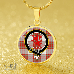Scottish MacBrair Dress #2 Ancient Clan Tartan Circle Necklace - Crest Classic Scottish Plaid Tartan Plaid