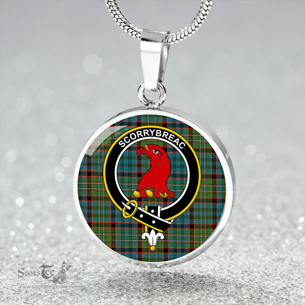 Scottish MacNicol Hunting Ancient Clan Tartan Circle Necklace - Crest Classic Scottish Plaid Tartan Plaid