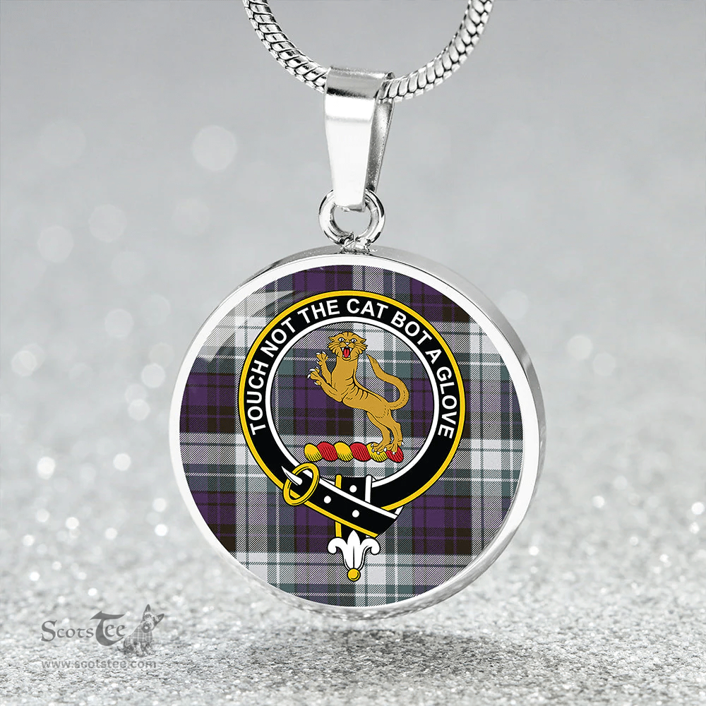 Scottish MacGlashan Original Colours Weathered Clan Tartan Circle Necklace - Crest Classic Scottish Plaid Tartan Plaid
