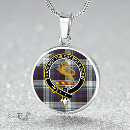 Scottish MacGlashan Original Colours Weathered Clan Tartan Circle Necklace - Crest Classic Scottish Plaid Tartan Plaid