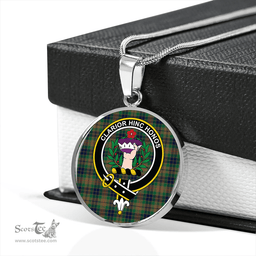 Scottish Buchanan Hunting #1 Modern Clan Tartan Circle Necklace - Crest Classic Scottish Plaid Tartan Plaid