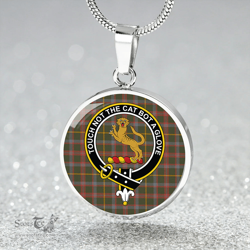 Scottish MacKintosh #2 Ancient Clan Tartan Circle Necklace - Crest Classic Scottish Plaid Tartan Plaid