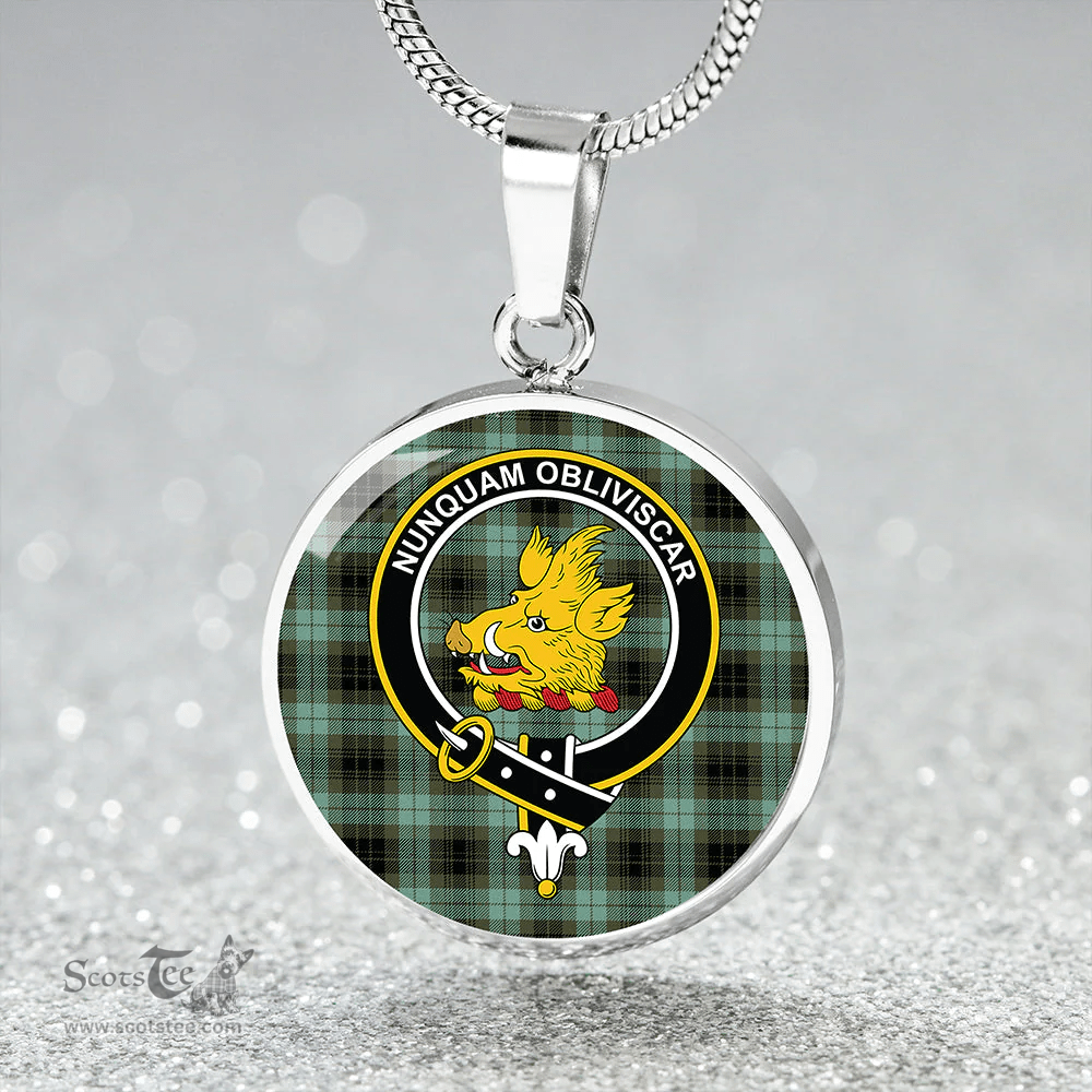 Scottish MacIver Ancient Clan Tartan Circle Necklace - Crest Classic Scottish Plaid Tartan Plaid