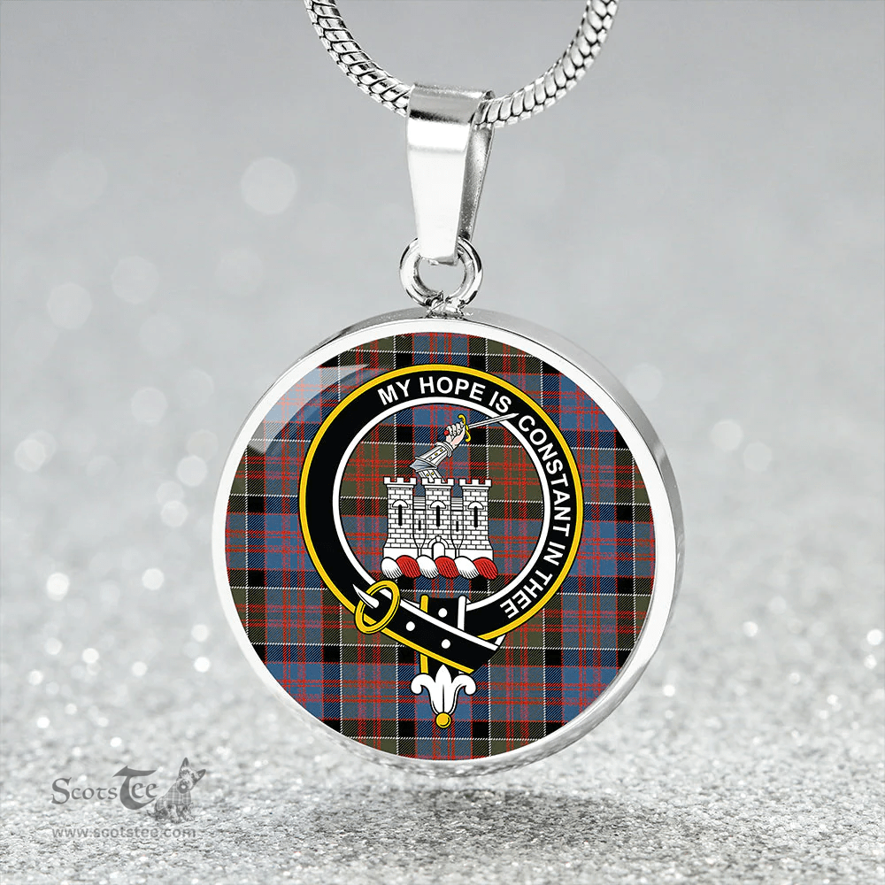 Scottish MacDonald of Clanranald #3 (Donald of Clanranald; #3) Ancient Clan Tartan Circle Necklace - Crest Classic Scottish Plaid Tartan Plaid