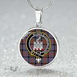 Scottish MacDonald of Clanranald #3 (Donald of Clanranald; #3) Ancient Clan Tartan Circle Necklace - Crest Classic Scottish Plaid Tartan Plaid