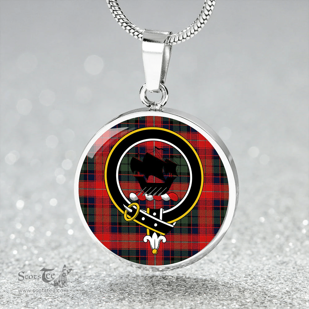 Scottish MacInroy Rattray Modern Clan Tartan Circle Necklace - Crest Classic Scottish Plaid Tartan Plaid