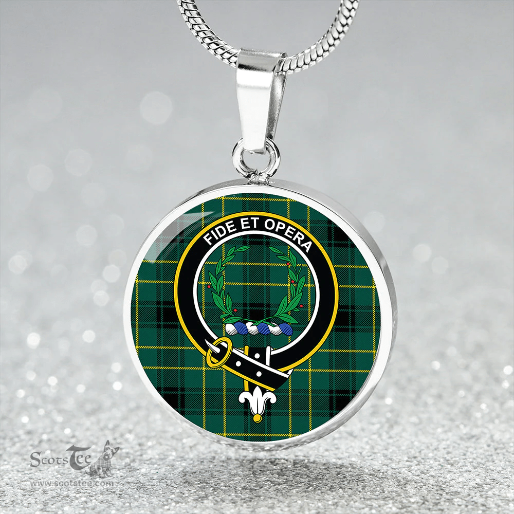 Scottish MacArthur 1815 Modern Clan Tartan Circle Necklace - Crest Classic Scottish Plaid Tartan Plaid