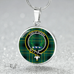 Scottish MacArthur 1815 Modern Clan Tartan Circle Necklace - Crest Classic Scottish Plaid Tartan Plaid