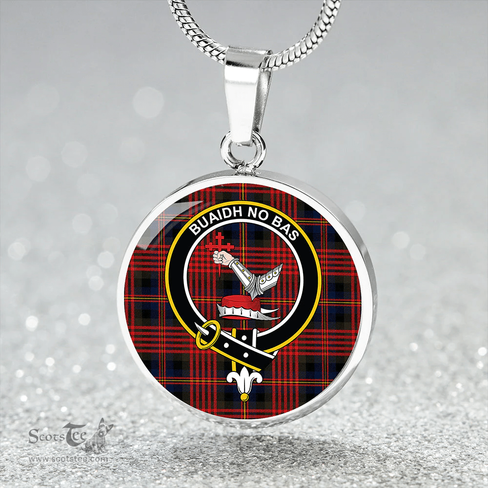 Scottish MacDougall William Modern Clan Tartan Circle Necklace - Crest Classic Scottish Plaid Tartan Plaid