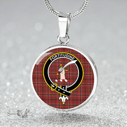 Scottish MacRae The Prince's Own #2 Weathered Clan Tartan Circle Necklace - Crest Classic Scottish Plaid Tartan Plaid